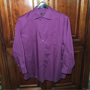 Jones New York button up Purple Shirt 100% cotton Size 17 1/2 32